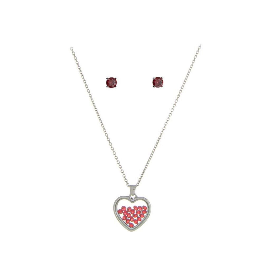 The Skyline Collection January Birthstone Red Garnet Heart Jewelry Set - Picture 2 of 9